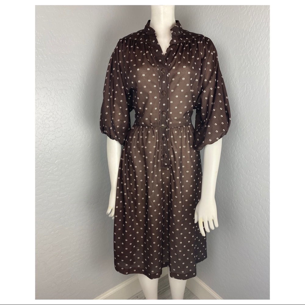 Vintage Lady Carol Brown & White Polka Dot Dress